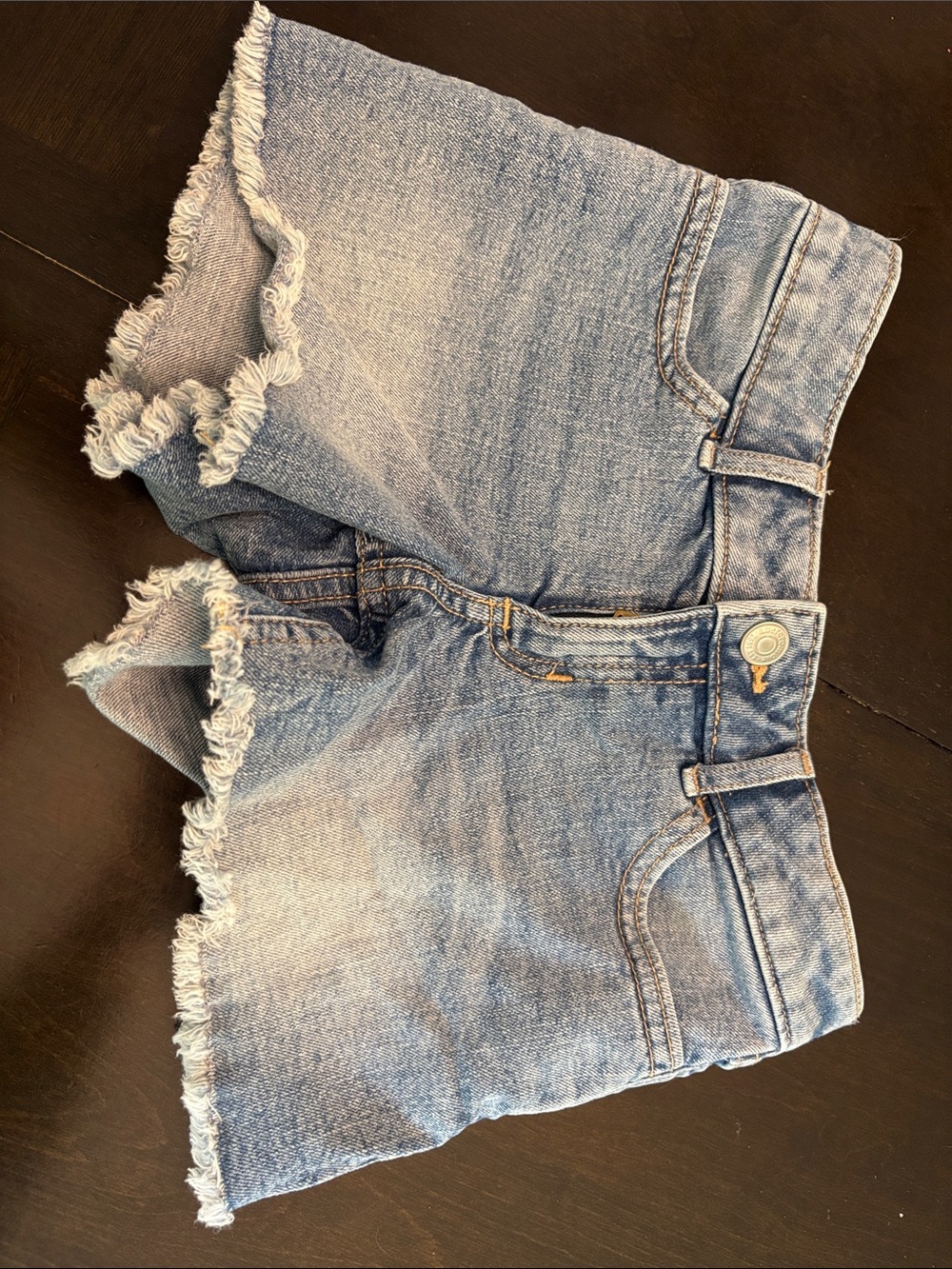 Denim Frayed Hem Girl’s Shorts - Light Blue